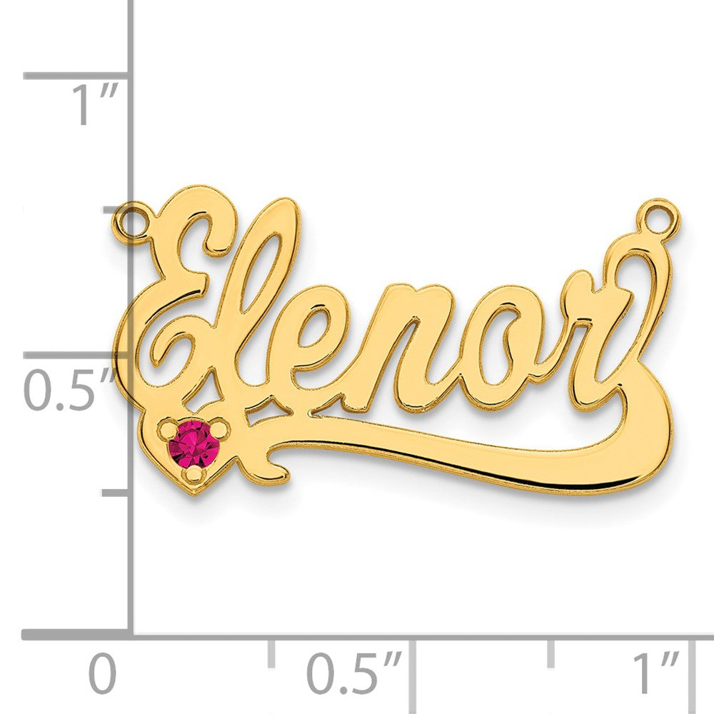 Gold Plated Sterling Silver/Gold Birthstone Heart Name Plate