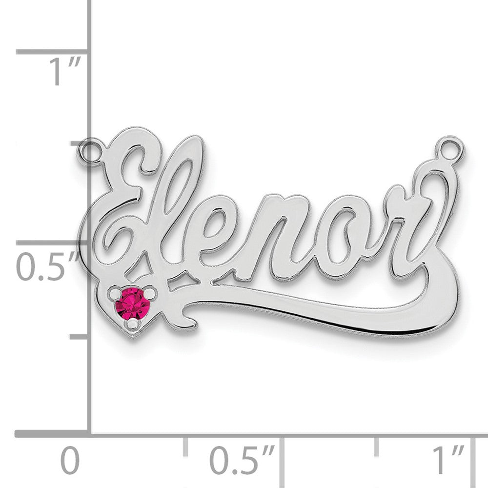 14K White Gold Birthstone Heart Name Plate