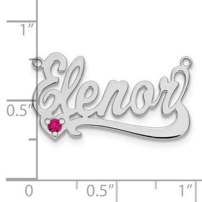 14K White Gold Birthstone Heart Name Plate