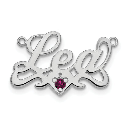 14K White Gold Birthstone Heart Name Plate