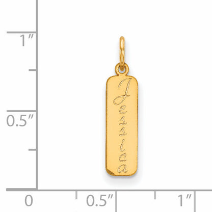 14K Yellow Gold Script Font Name Bar Charm