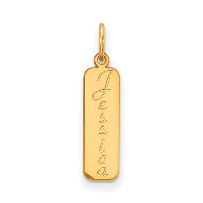 14K Yellow Gold Script Font Name Bar Charm