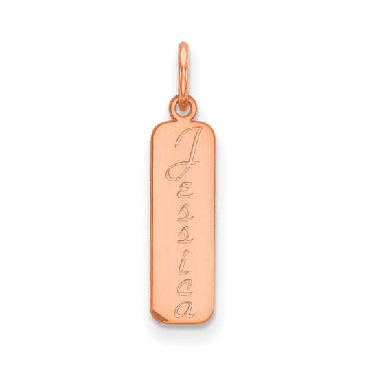 14K Rose Gold Script Font Name Bar Charm