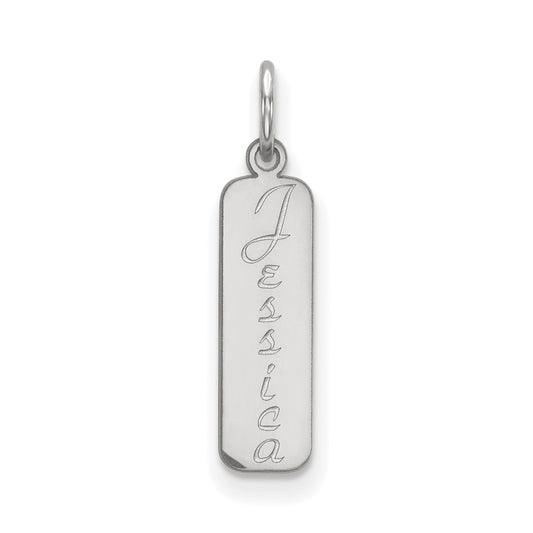 14k White Gold 14k White Gold Script Font Name Bar Charm