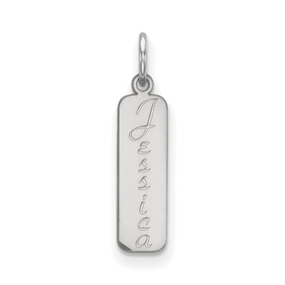 Sterling Silver Silver/Rhodium Plated Script Font Name Bar Charm