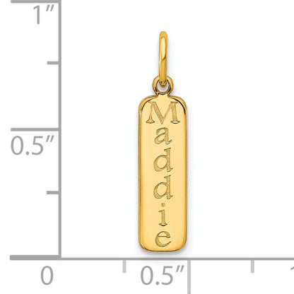 14K Yellow Gold Block Font Name Bar Charm