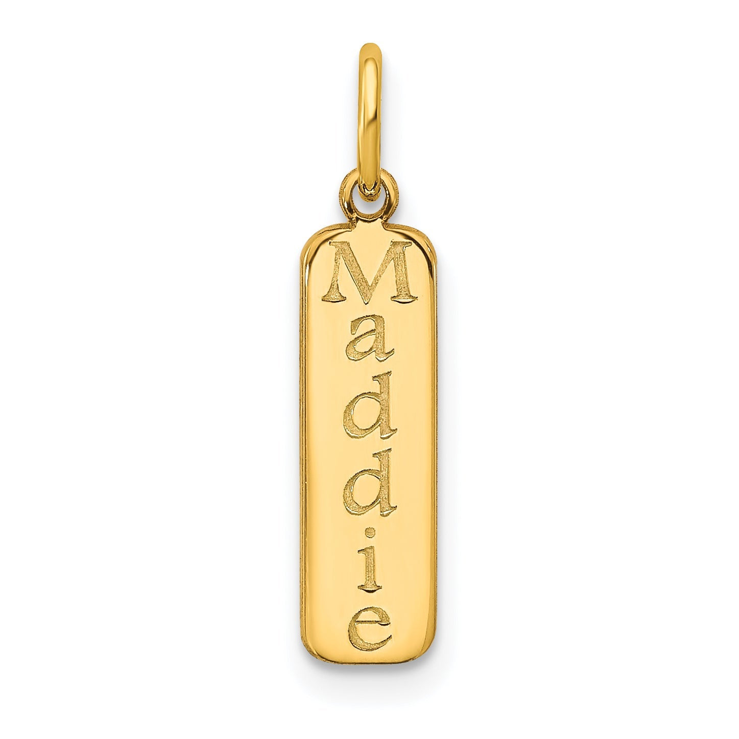 14K Yellow Gold Block Font Name Bar Charm
