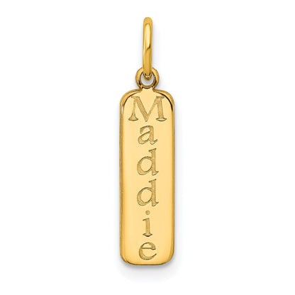 14K Yellow Gold Block Font Name Bar Charm