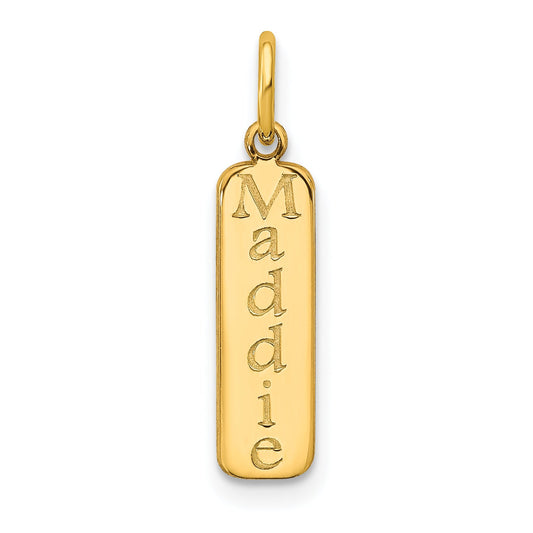 14K Yellow Gold Block Font Name Bar Charm
