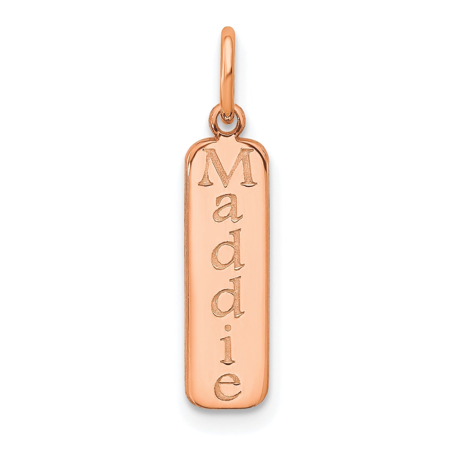 14K Rose Gold Block Font Name Bar Charm