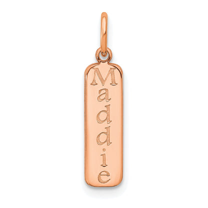 14K Rose Gold Block Font Name Bar Charm