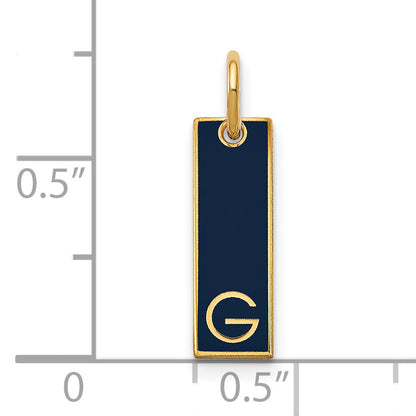Gold Plated Sterling Silver/Gold Small Epoxy Initial Bar Charm