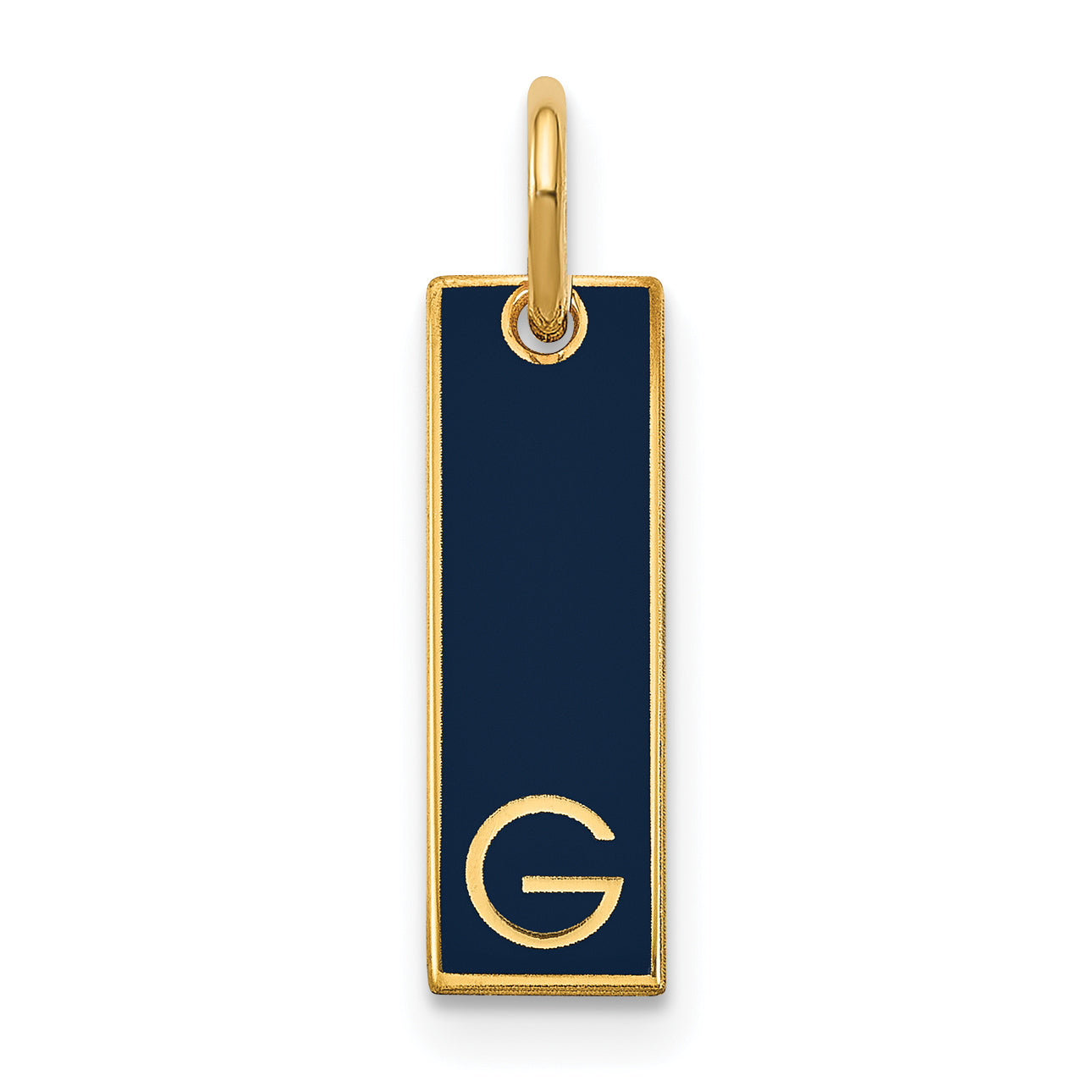 14K Yellow Gold Small Epoxy Initial Bar Charm