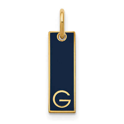 14K Yellow Gold Small Epoxy Initial Bar Charm