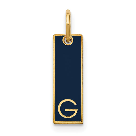 14K Yellow Gold Small Epoxy Initial Bar Charm