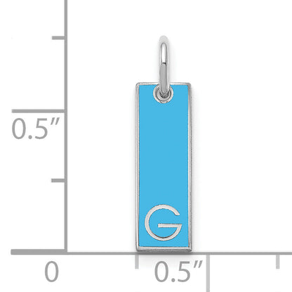 14K White Gold Small Epoxy Initial Bar Charm