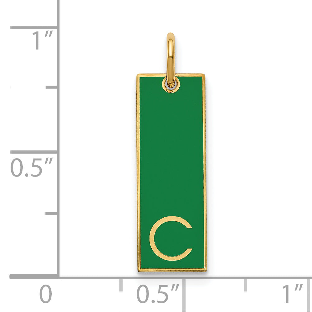 14K Yellow Gold Large Epoxy Initial Bar Charm