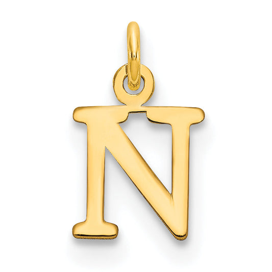 14k Yellow Gold 14ky Cutout Letter N Initial Pendant