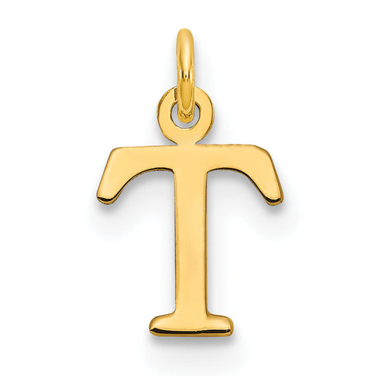 14k Yellow Gold 14ky Cutout Letter T Initial Pendant