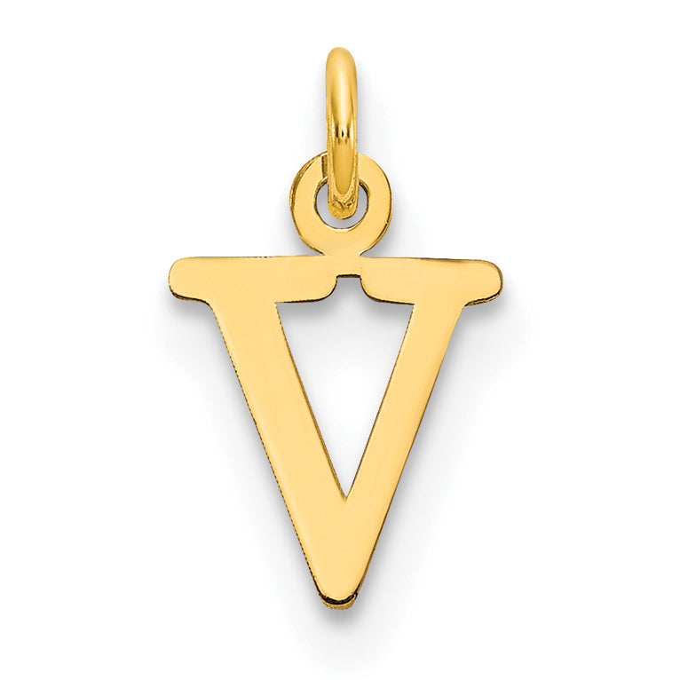 14k Yellow Gold 14ky Cutout Letter V Initial Pendant
