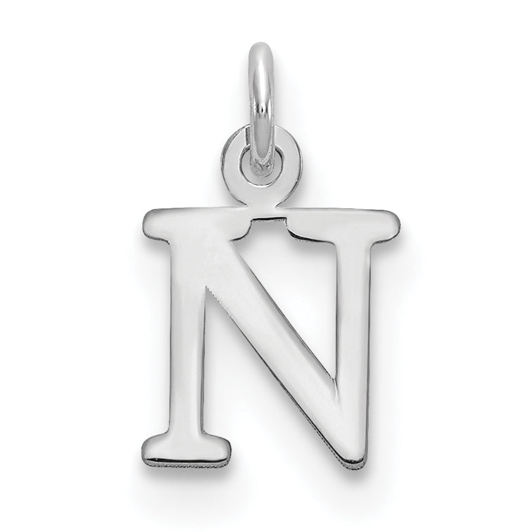 10K White Gold 10Kw Cutout Letter N Initial Charm
