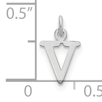 14k White Gold 14kw Cutout Letter V Initial Pendant