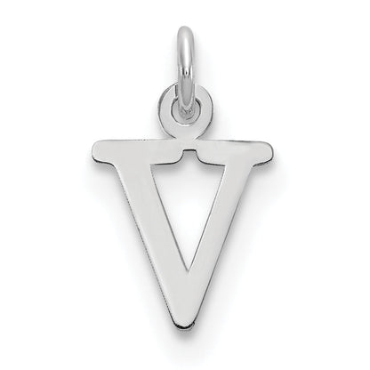 14k White Gold 14kw Cutout Letter V Initial Pendant