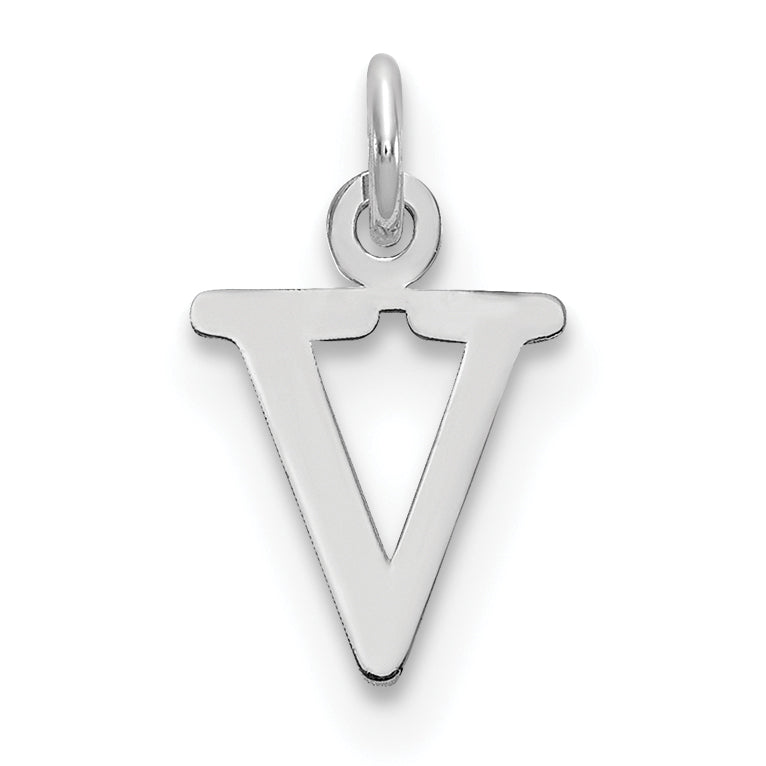10K White Gold 10Kw Cutout Letter V Initial Charm