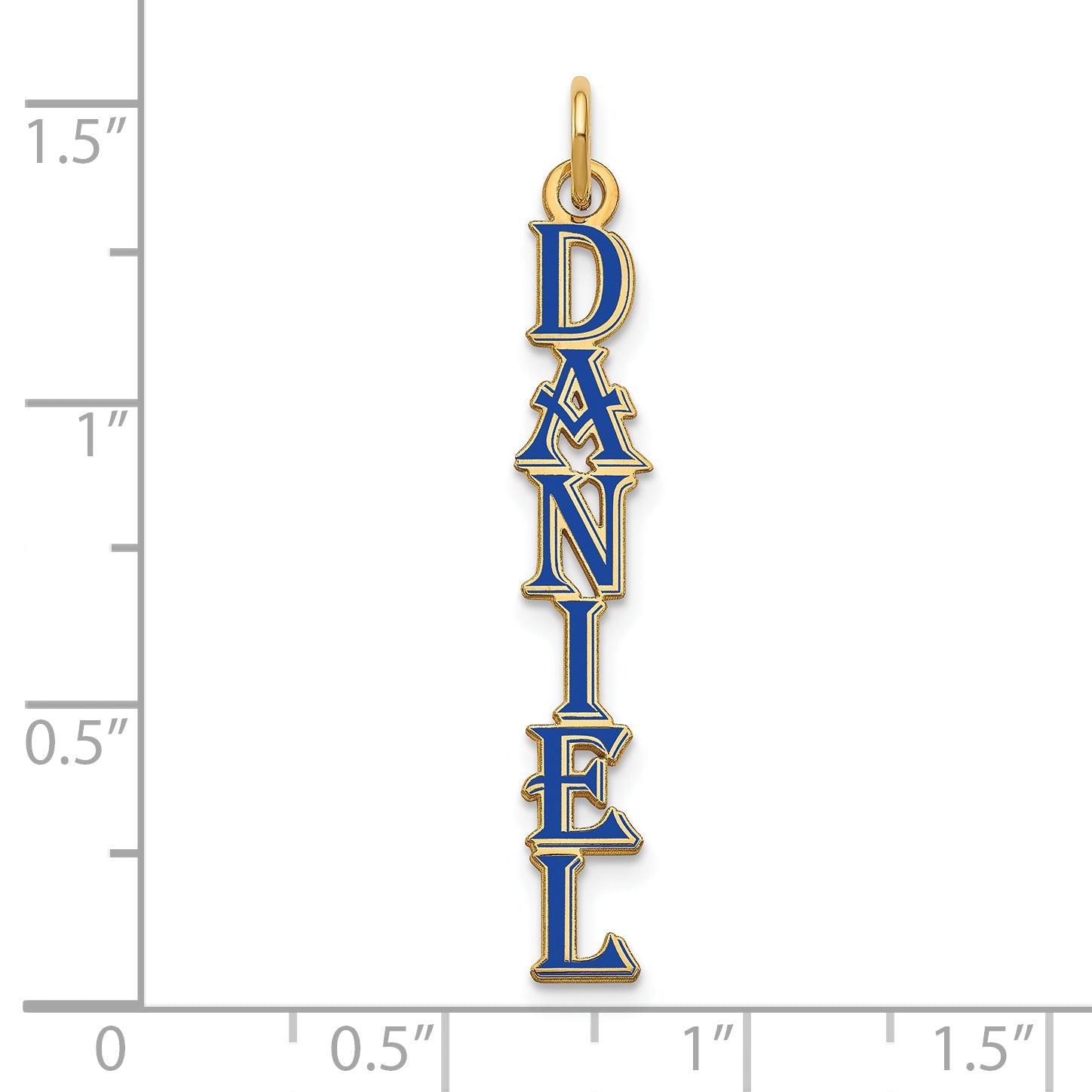 14K Yellow Gold Algerian Font Epoxy Name Plate Charm