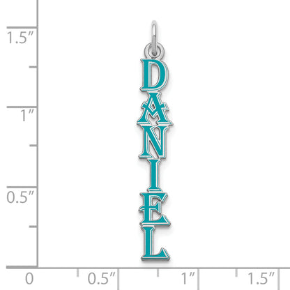 Sterling Silver Rhodium Plated Algerian Font Epoxy Name Plate Charm