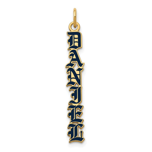 Gold Plated English Towne Font Epoxy Name Plate Charm