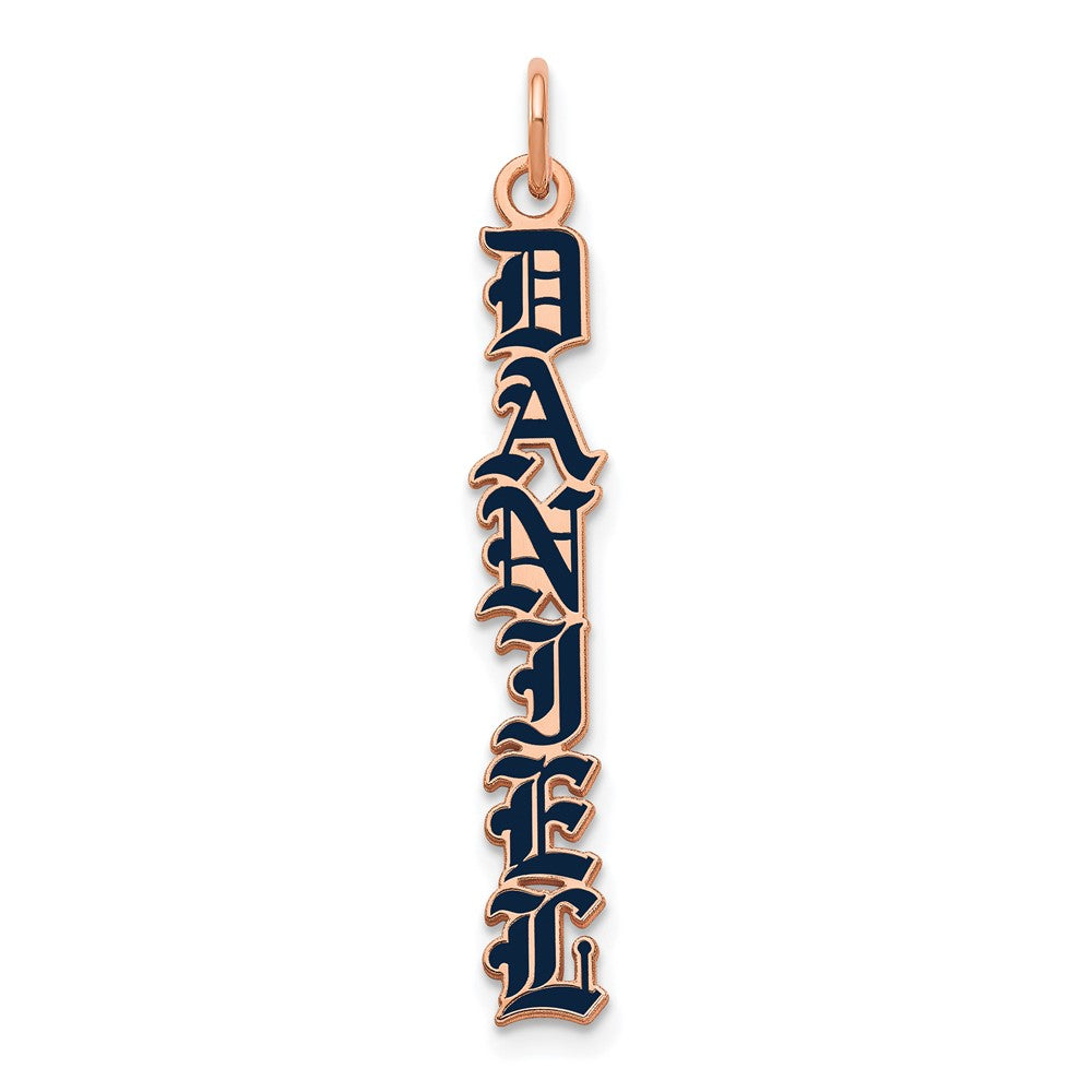 14K Rose Gold English Towne Font Epoxy Name Plate Charm