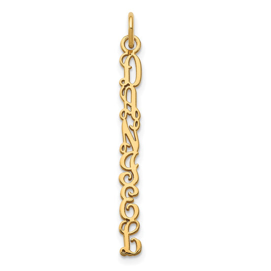 Gold Plated Sterling Silver/Gold Qg Vine Font Name Plate Charm