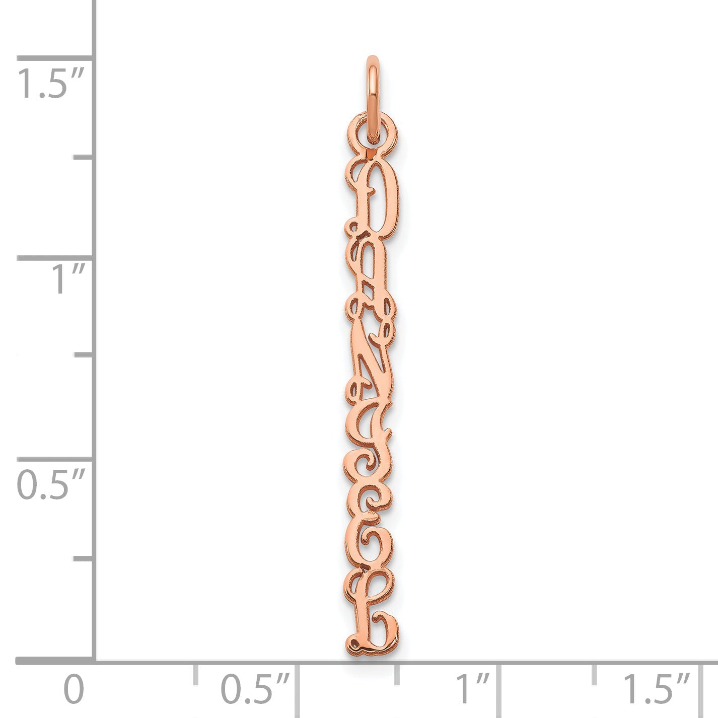 14K Rose Gold Qg Vine Font Name Plate Charm