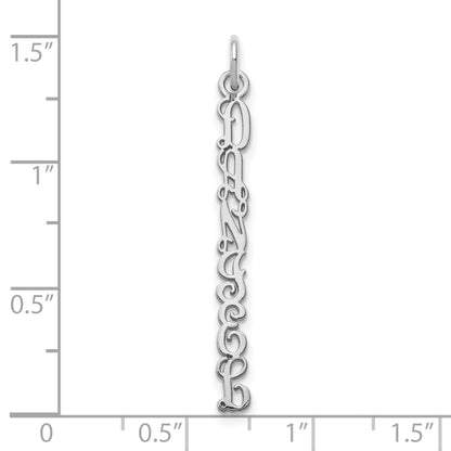 Sterling Silver Rhodium Plated Qg Vine Font Name Plate Charm