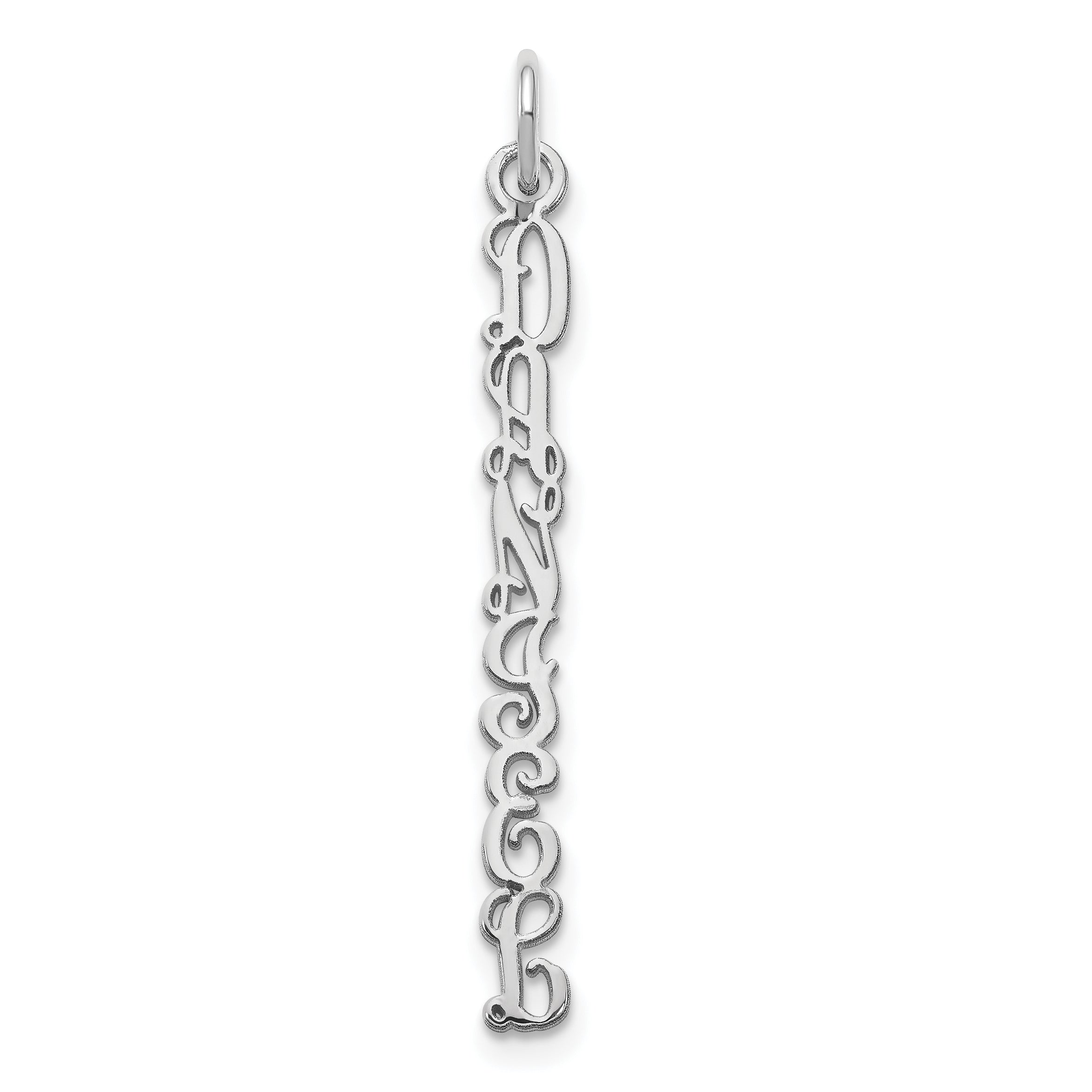 Sterling Silver Rhodium Plated Qg Vine Font Name Plate Charm