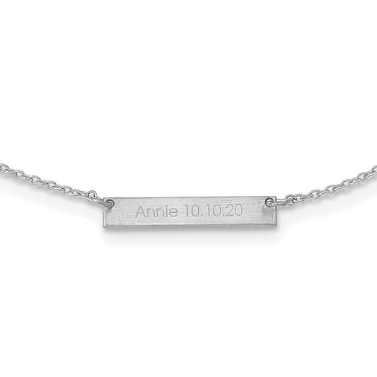 Sterling Silver Silver/Rhodium Plated Brushed 1 Station Necklace