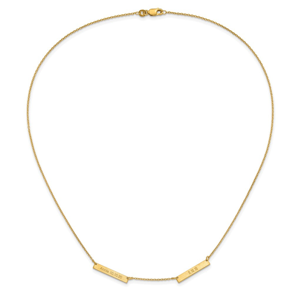 Gold Plated Sterling Silver/Gold Brushed 2 Station Necklace