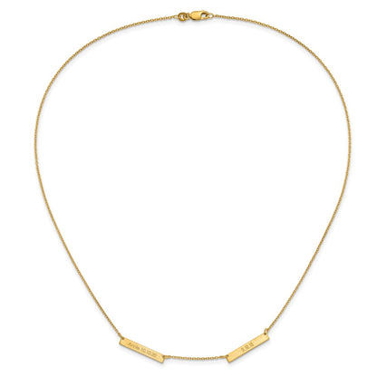 Gold Plated Sterling Silver/Gold Brushed 2 Station Necklace