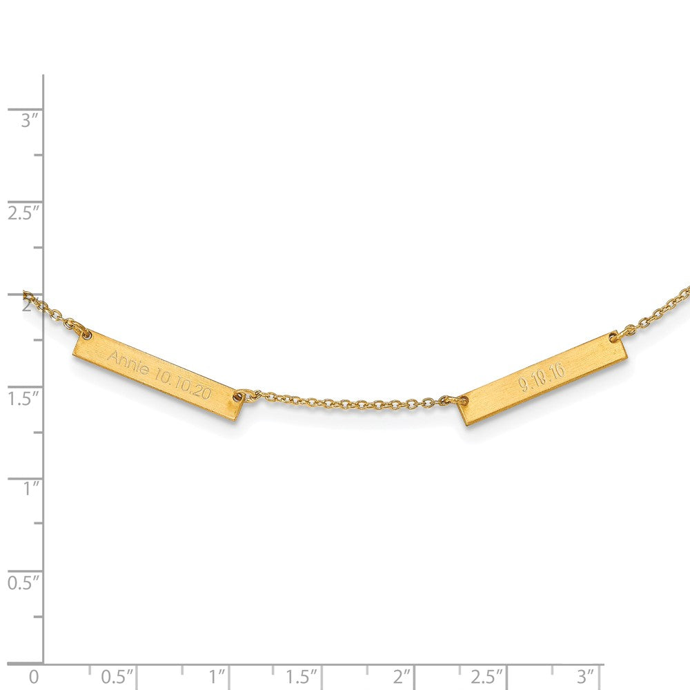 Gold Plated Sterling Silver/Gold Brushed 2 Station Necklace