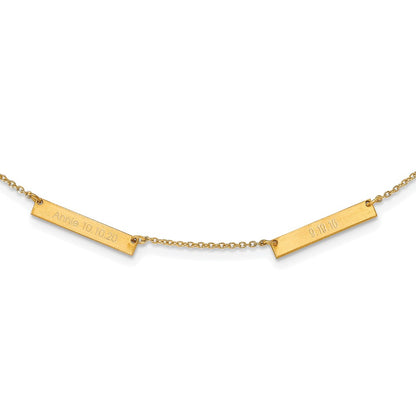 Gold Plated Sterling Silver/Gold Brushed 2 Station Necklace