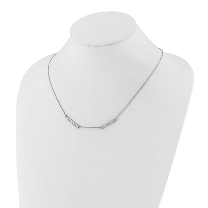 Sterling Silver Silver/Rhodium Plated Brushed 2 Station Necklace