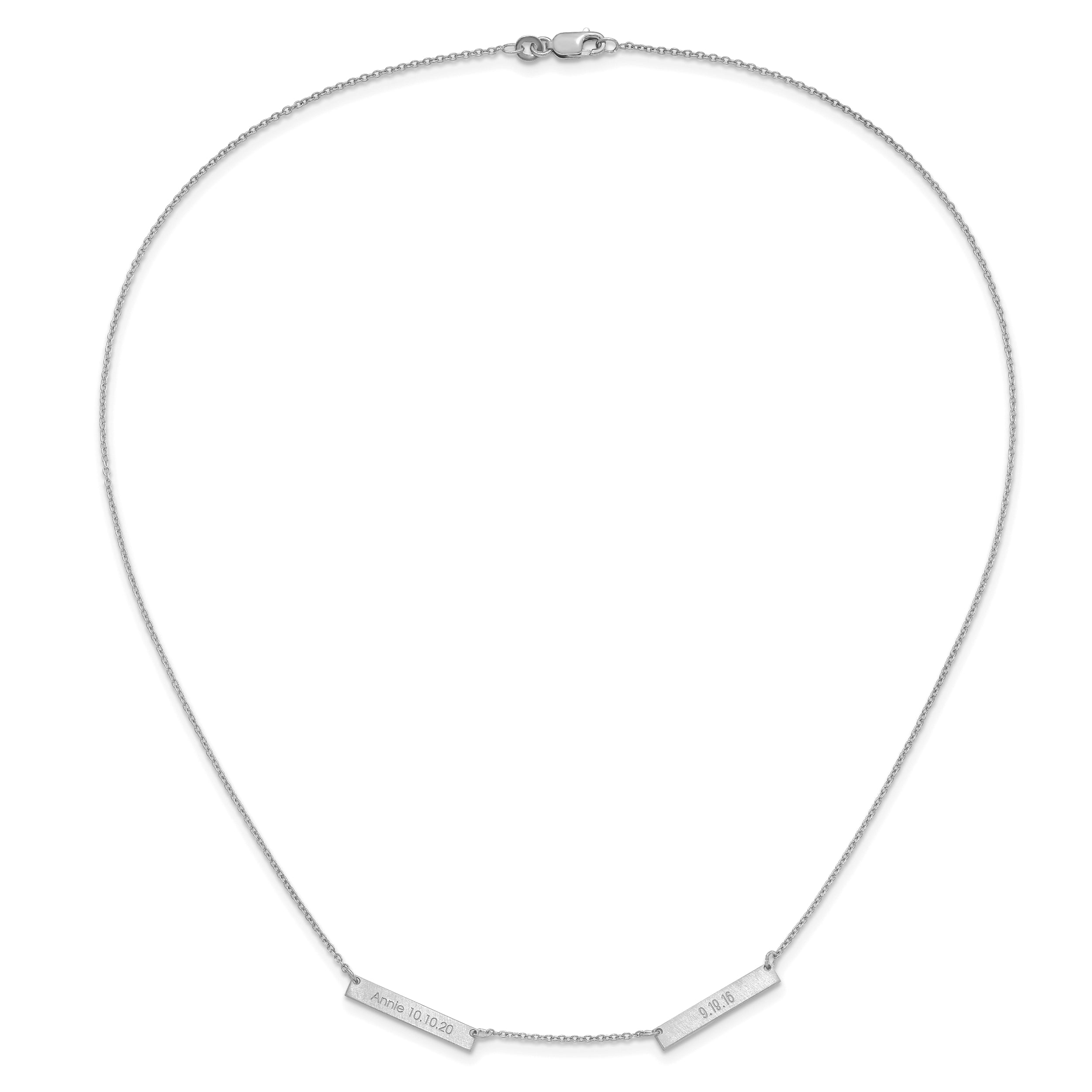 Sterling Silver Silver/Rhodium Plated Brushed 2 Station Necklace