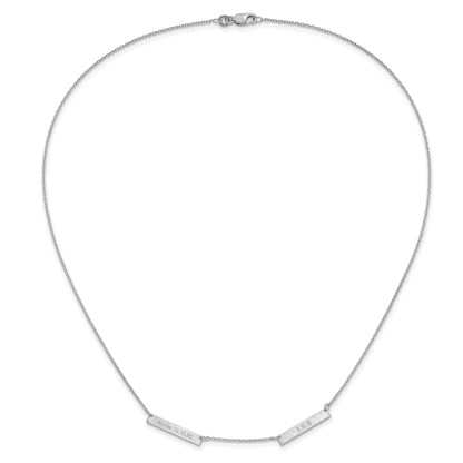 Sterling Silver Silver/Rhodium Plated Brushed 2 Station Necklace