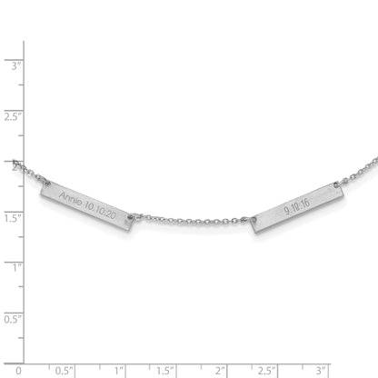 Sterling Silver Silver/Rhodium Plated Brushed 2 Station Necklace