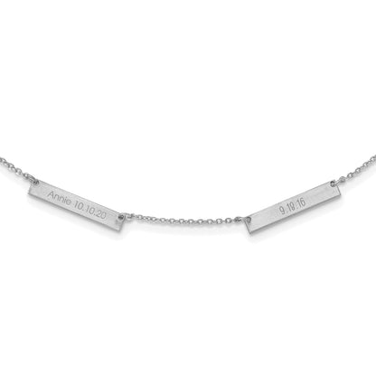Sterling Silver Silver/Rhodium Plated Brushed 2 Station Necklace