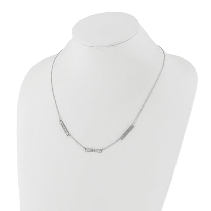 Sterling Silver Silver/Rhodium Plated Brushed 3 Station Necklace
