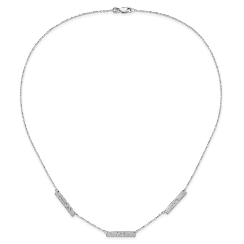 Sterling Silver Silver/Rhodium Plated Brushed 3 Station Necklace