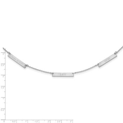 Sterling Silver Silver/Rhodium Plated Brushed 3 Station Necklace