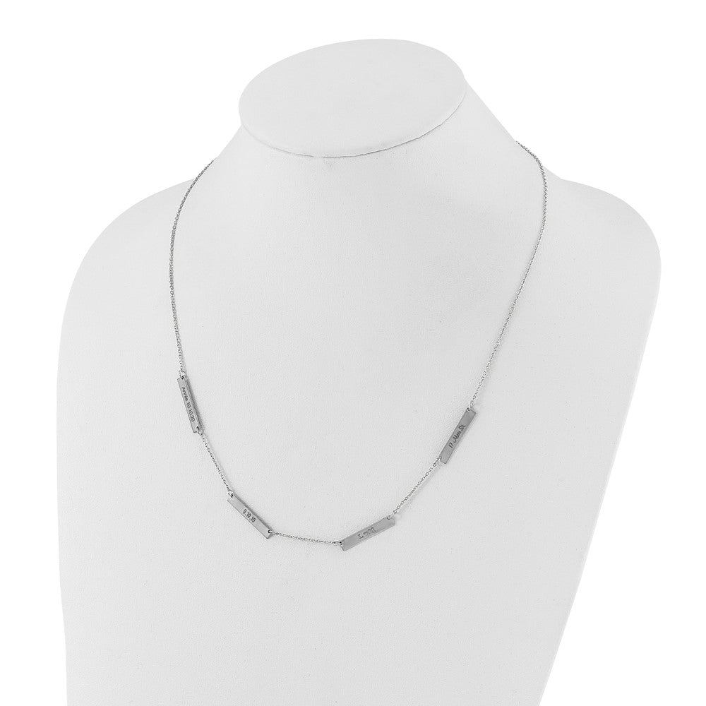 Sterling Silver Silver/Rhodium Plated Brushed 4 Station Necklace